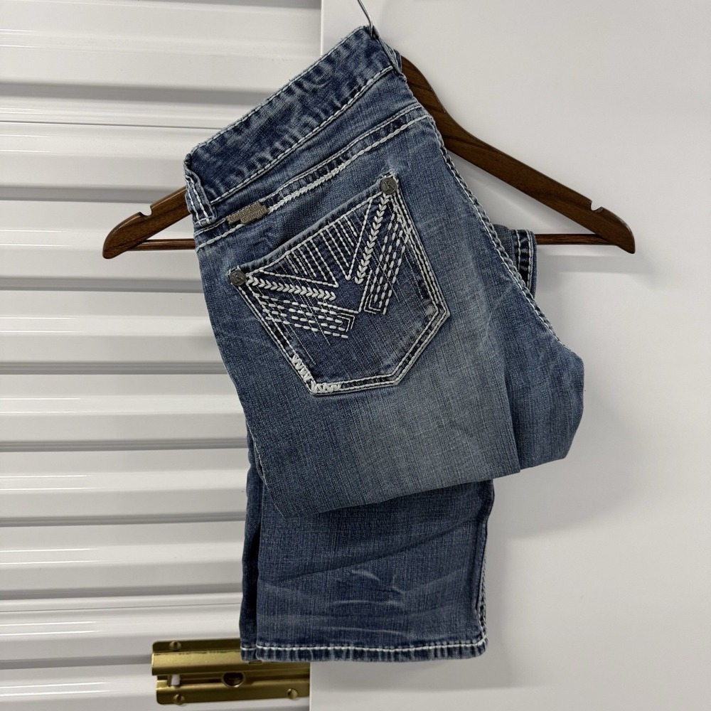 Rock & Roll Cowboy Bootcut‎ Jeans Women 31x29 Blue Thick Stitch